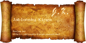 Jablonsky Kinga névjegykártya